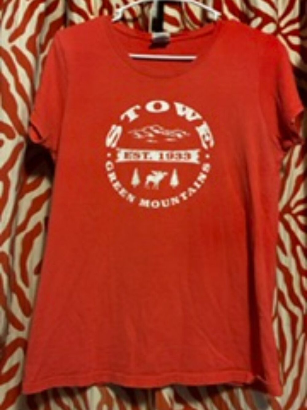 Stowe, VT Village T-shirt, Orange, 100% Cotton, Size Medium